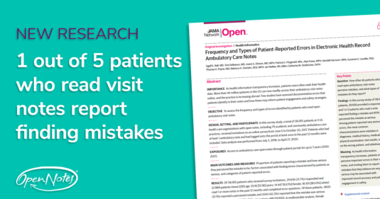 1 out of 5 patients who read visit notes report finding mistakes