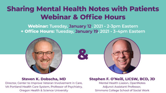 Sharing Mental Health Notes with Patients: Webinar & Office Hours